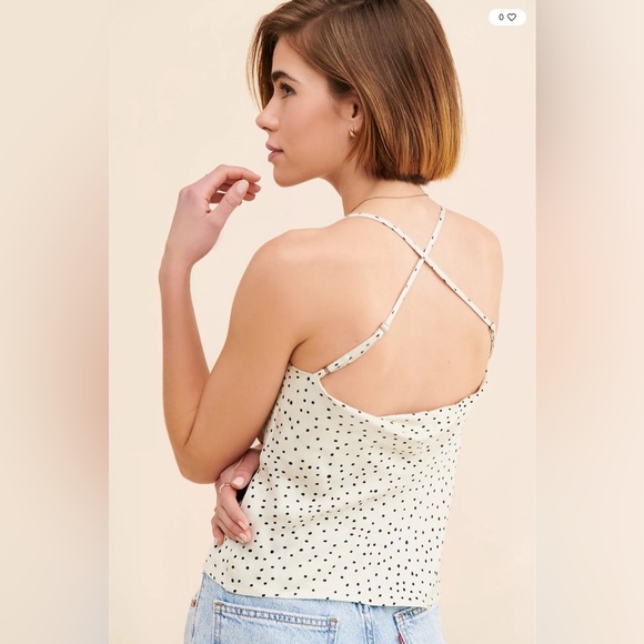 NWT Anthropologie White Tank with Black Polka Dots - Picture 2 of 7